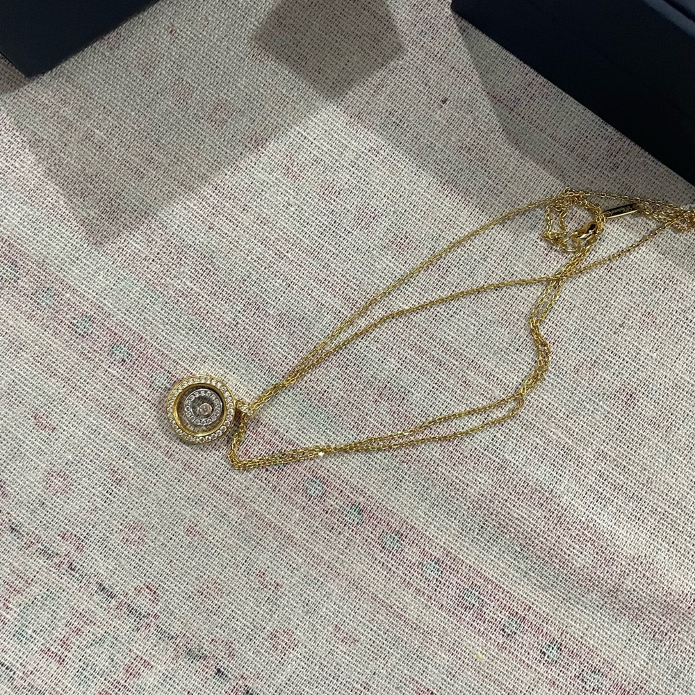 Chopard Gold and Crystal Circular Pendant Necklace - Picture 8 of 14